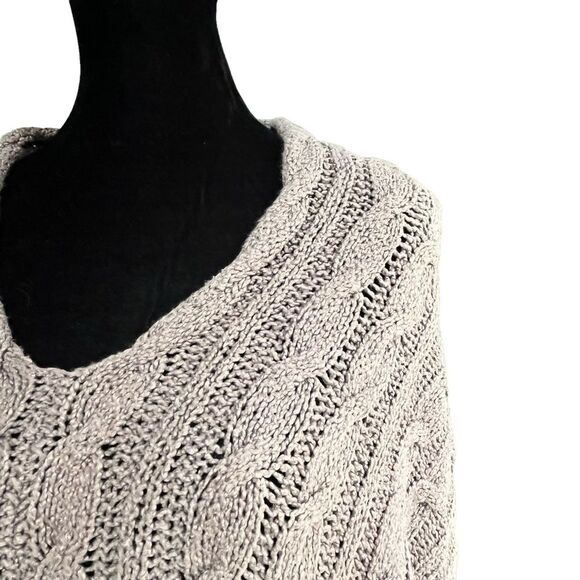 FREE PEOPLE ANTHROPOLOGIE EASY V COTTON CABLE KNIT SWEATER SIZE MEDIUM - Picture 3 of 8